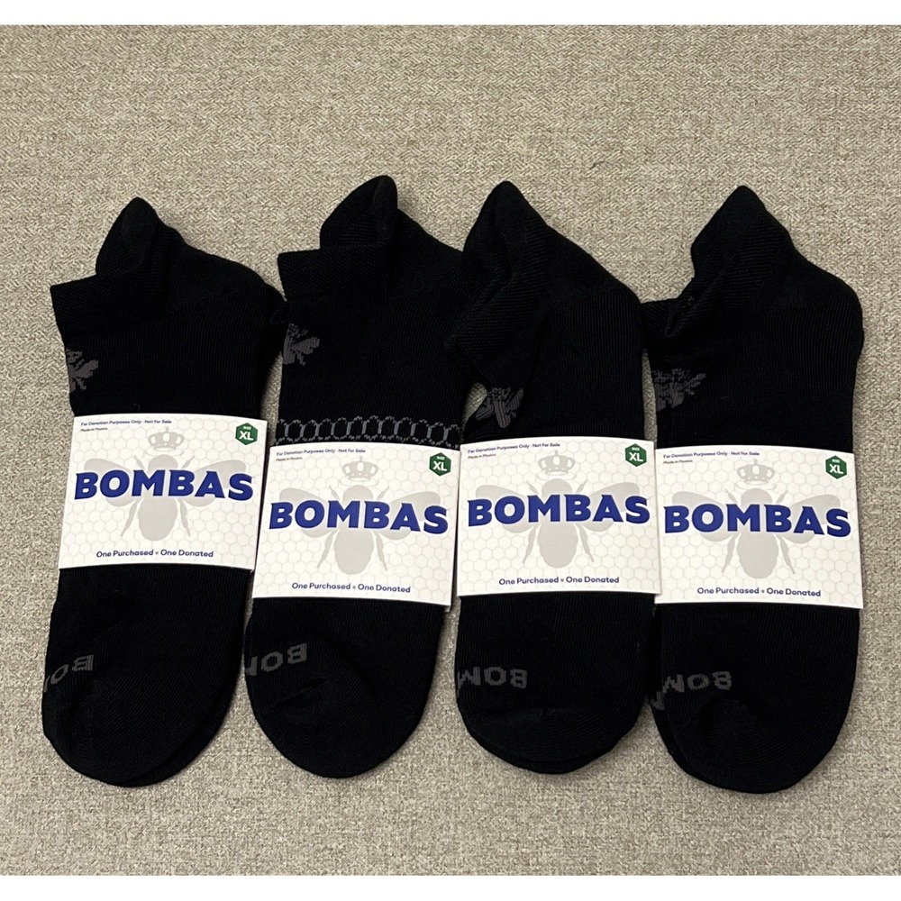 Bombas Cushioned Comfort Ankle Socks Black Size XL Lot Of 4
